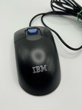 Vintage IBM MO09KZ Mouse Scroll Wired Ball Black PC Tested & Working
